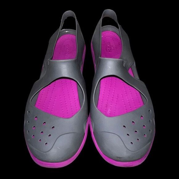 Toddlers Crocs Swiftwater Wave Gray Pink Comfort Sandal Mary Jane Size 10 - Picture 2 of 7